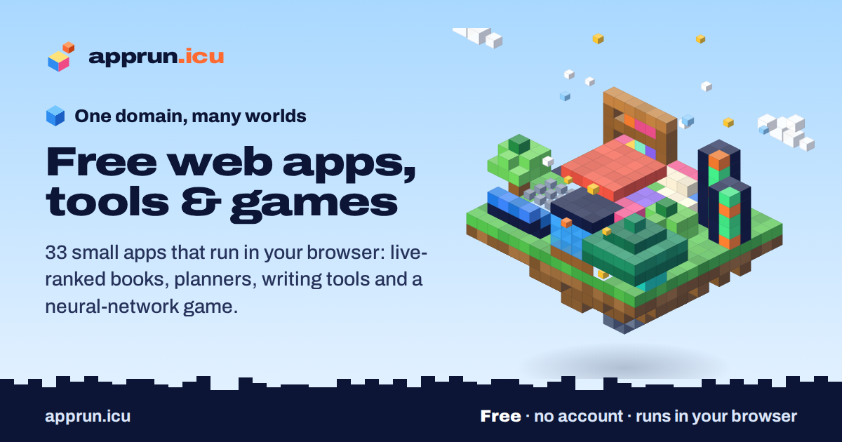 apprun.icu — a hub of free web apps, tools, games & experiments