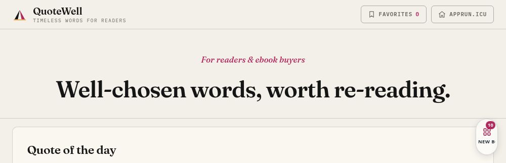 QuoteWell: a quote of the day with an author credit and library controls
