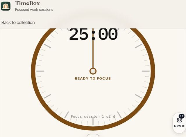 TimeBox: a focus timer with a progress ring and session controls