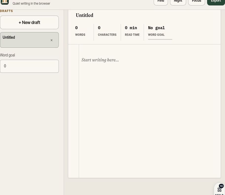 ZenFocus: a distraction-free writing editor with autosave and a word goal